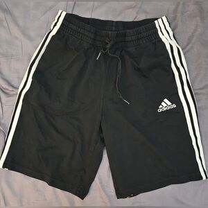 Adidas Men's Black Shorts with White Stripes